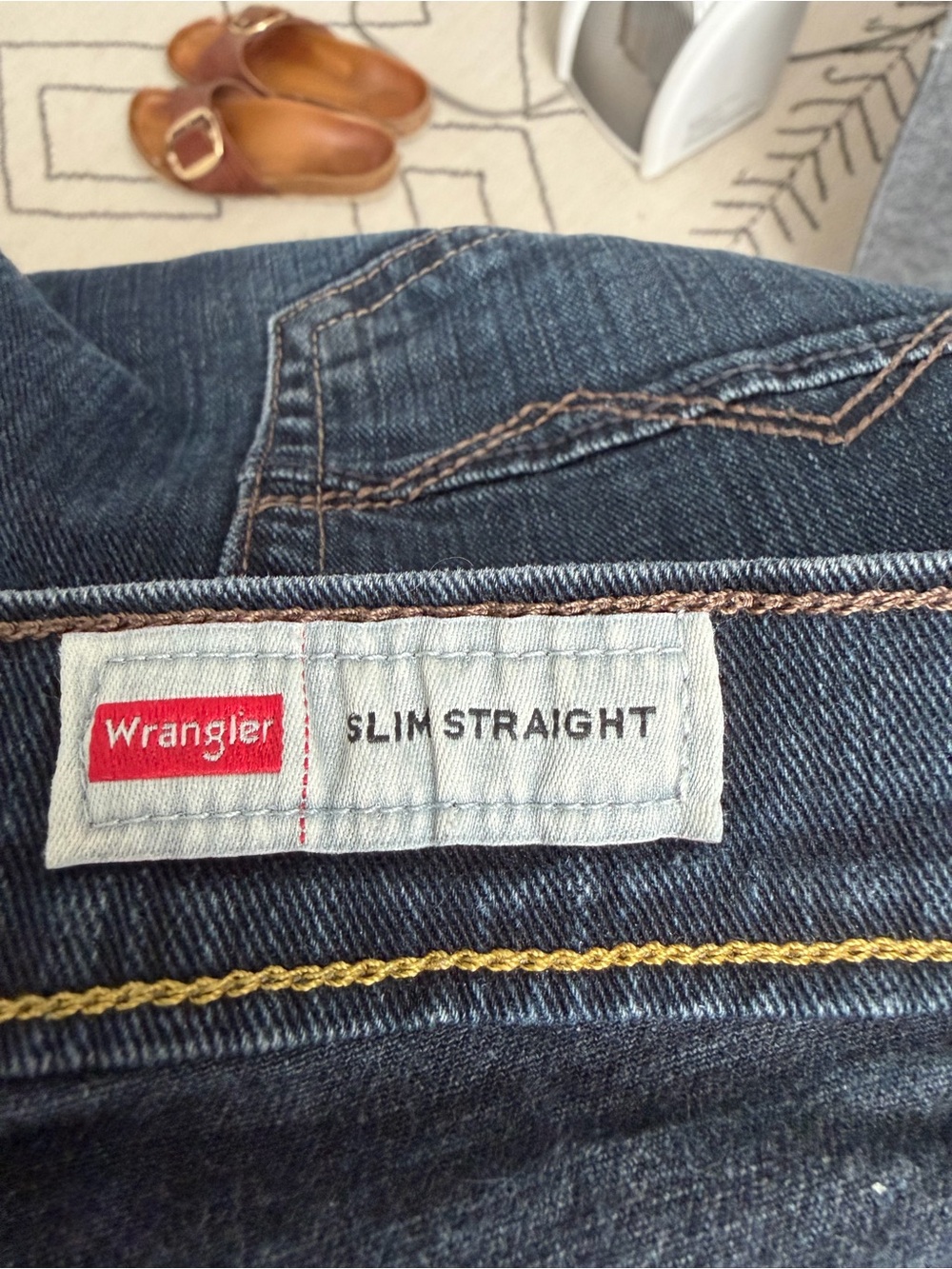 Wrangler Men’s Dark Wash Slim Straight Leg Jeans with stretch 38x30